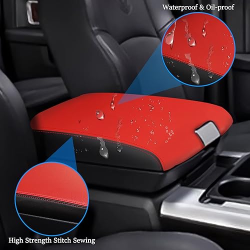 Miniatura 4 de YOFAMO Funda para consola central RAM 2009-2018, antiarañazos, de cuero, impermeable, protector de reposabrazos para Dodge RAM 1500 2500 3500 4500