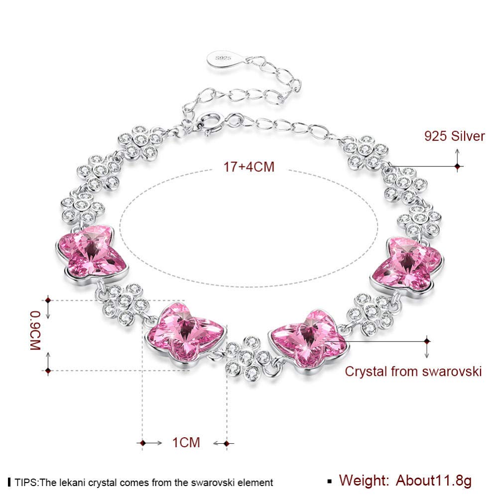 para Mujeres, S925 Fashion Azul Estilo Bordado de Mariposa Bordado Dama Flor Pulsera de Ropa Personalizada Accesorios de Ropa Personalizada Joya Pulsera
