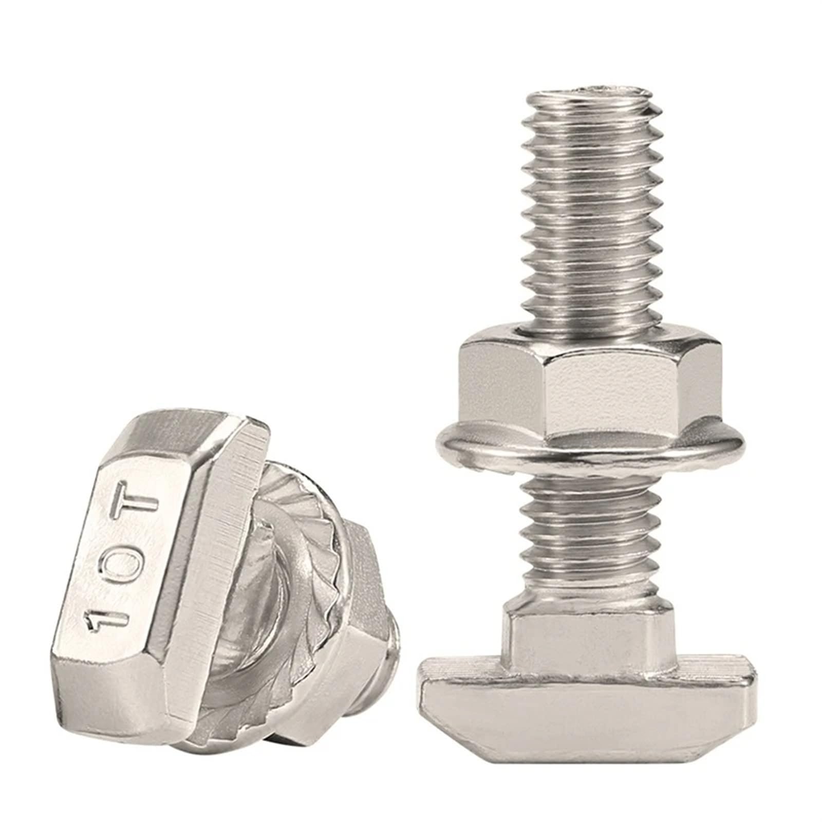 OIFAODAO T bolt, 5 Sets Nickel Plated Screws Aluminum Connector Hexagon Flange Nuts(40- M8x30mm)