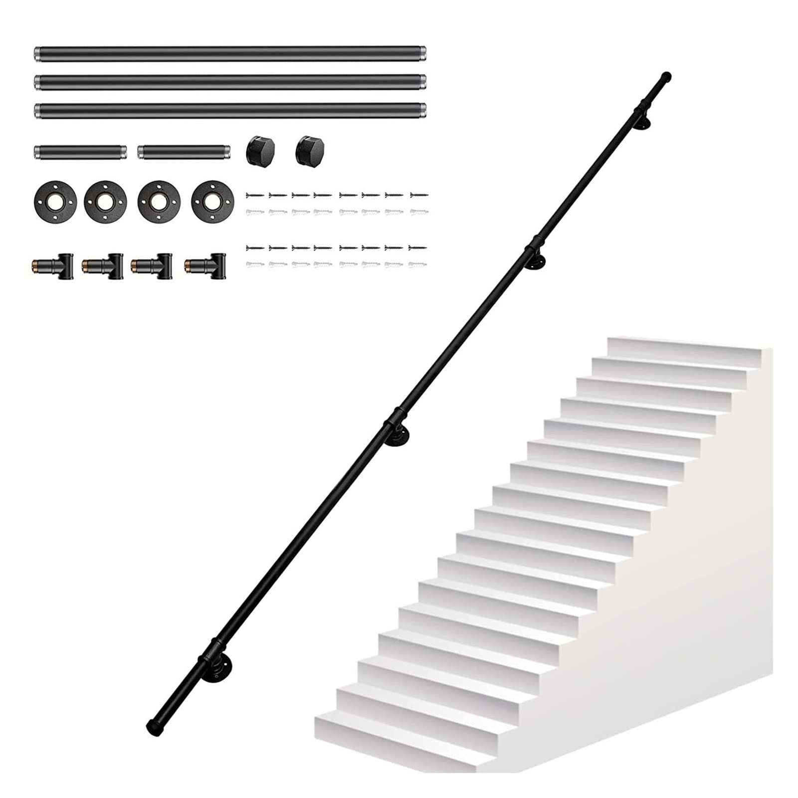 Rambarde d'escalier en fer forgé de 450 cm pour la sécurité intérieure et extérieure