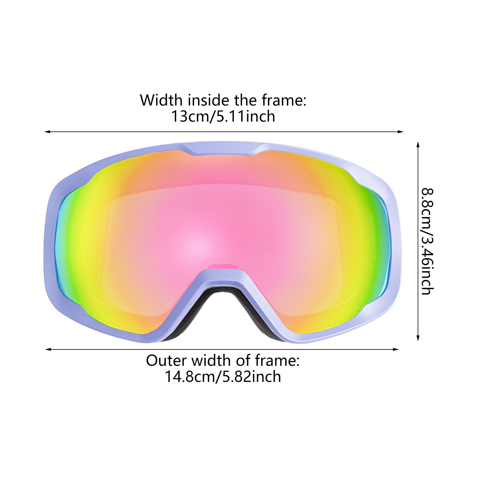 Lunettes de ski à double couche avec sangle réglable pour garçons et filles de 3 à 15 ans pour le ski, le snowboard, les sports de plein air, garçons et filles