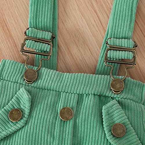 Viworld Baby Girls Fall Clothes Ruffle Long Sleeve Ribbed Romper + Floral Corduroy Suspender Skirt + Headband 3Pcs Outfits(White3,12-18M) #TOP4