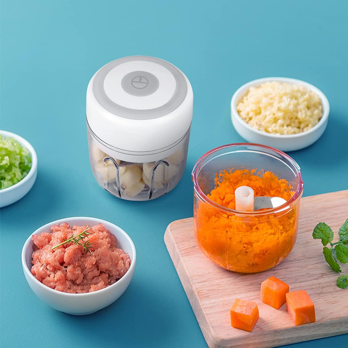 Tritacarne elettrico portatile senza fili robot da cucina con ricarica USB per tritacarne cipolle verdure per condimenti per bambini noci pepe