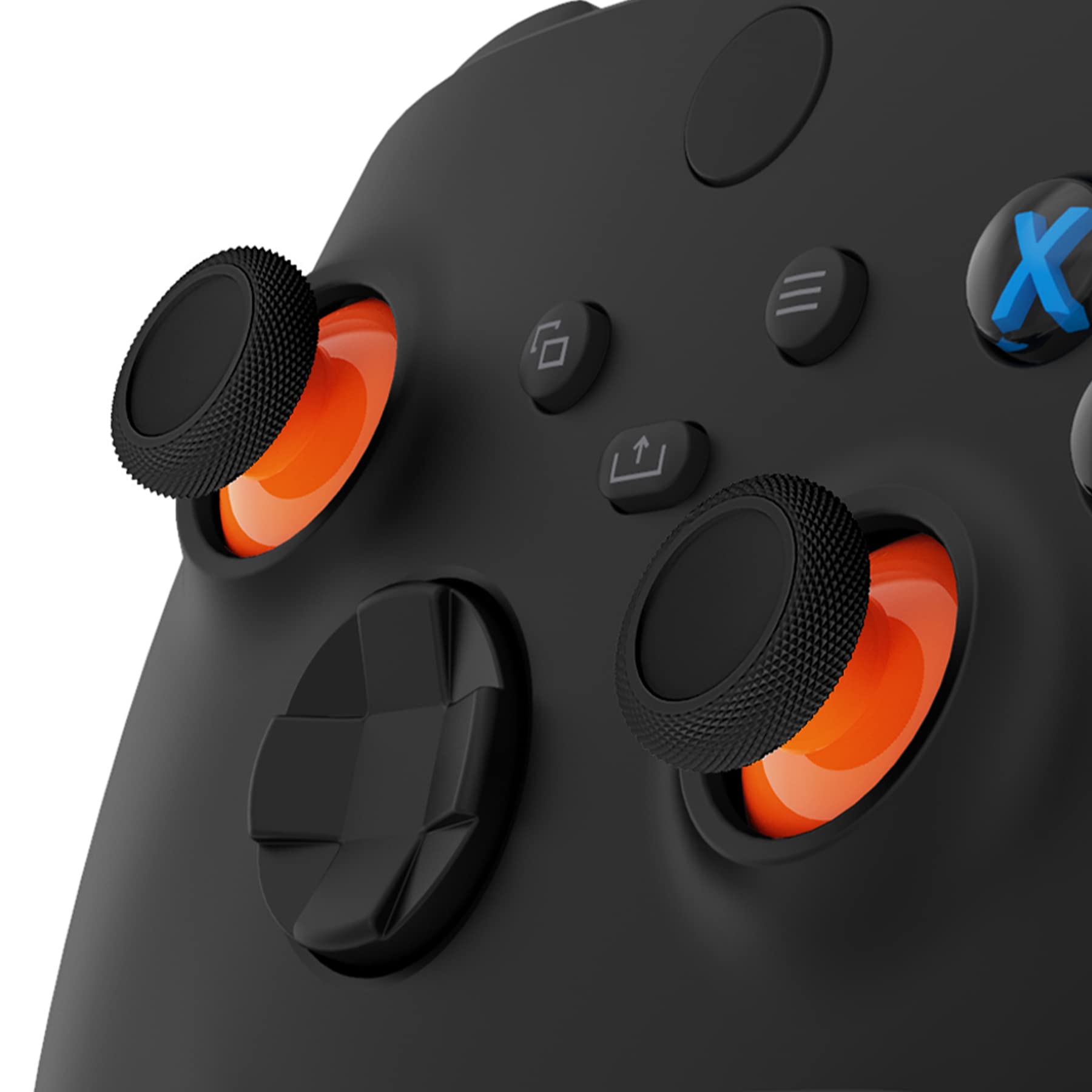 eXtremeRate Replacement Thumbsticks for Xbox Core Wireless Controller, Joysticks Repair Kit for Xbox Series X/S Controller, Custom Analog Stick Buttons for Xbox One S/X/Elite - Orange & Black — view 3