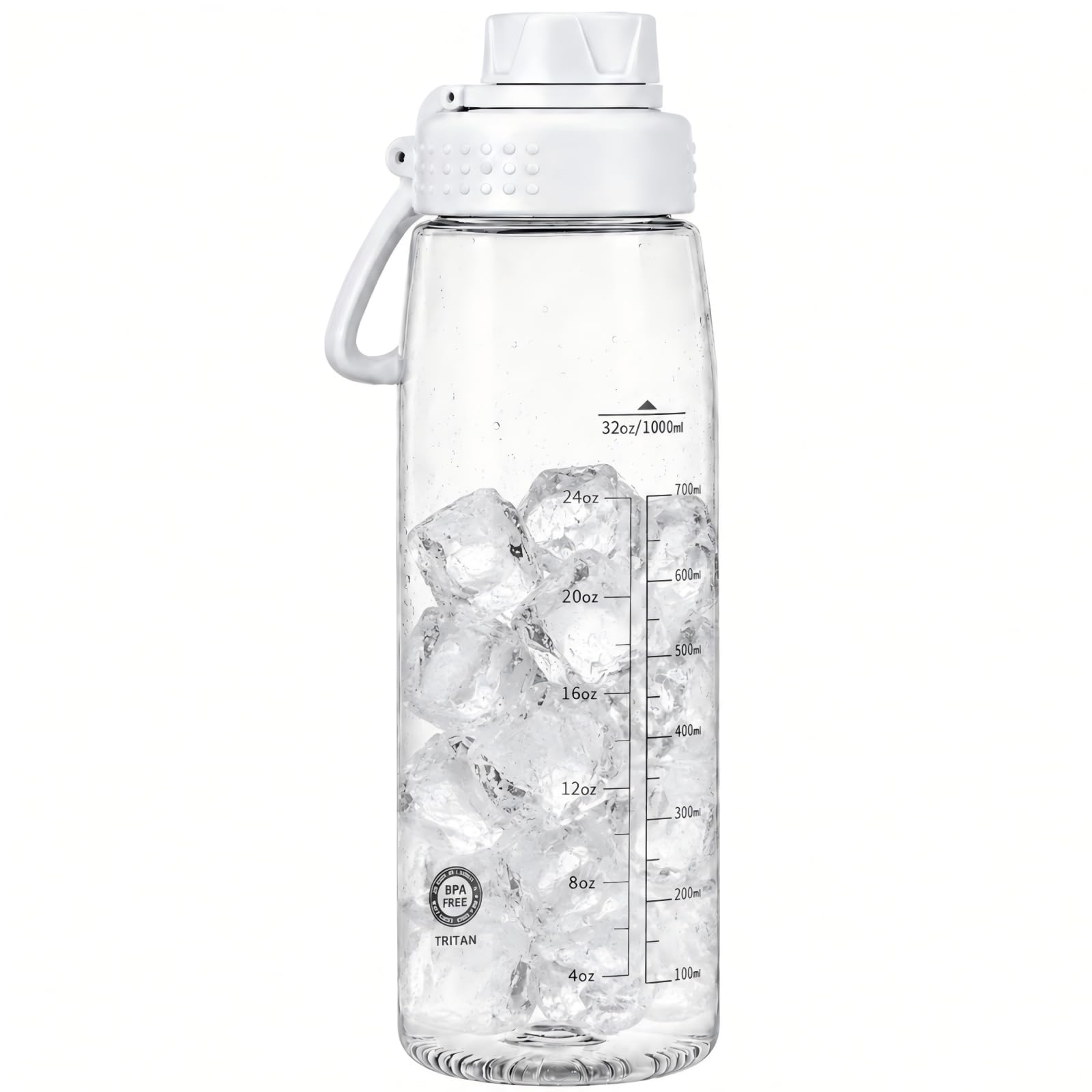 Wasserflasche, 900 ml, BPA-freier, transparenter Tritan-Kunststoff, schneller Auslaufdeckel, breite Öffnung und auslaufsicheres Design, Wander-Wasserflaschen, geeignet für Reisen, Outdoor