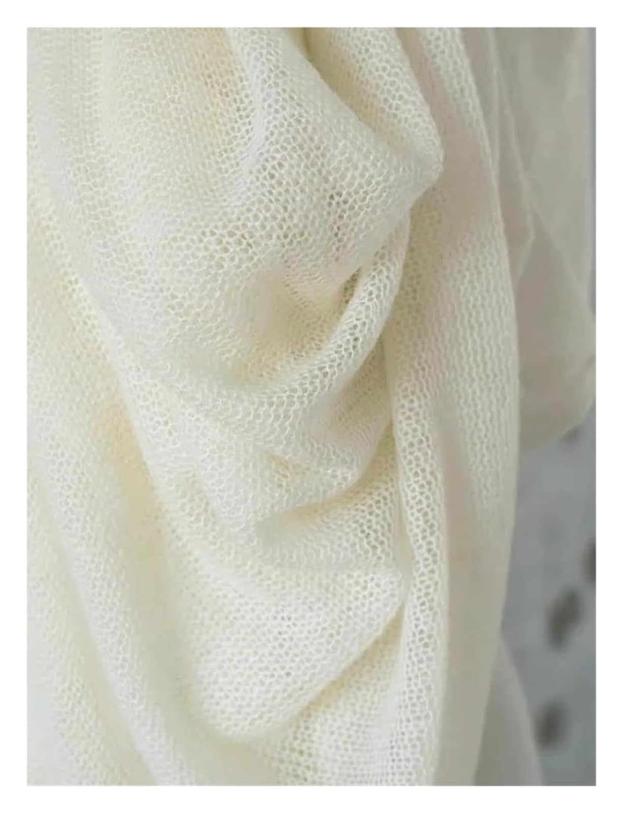 Tela De Malla De Costura De Punto Acrílico De Lana, Color Beige