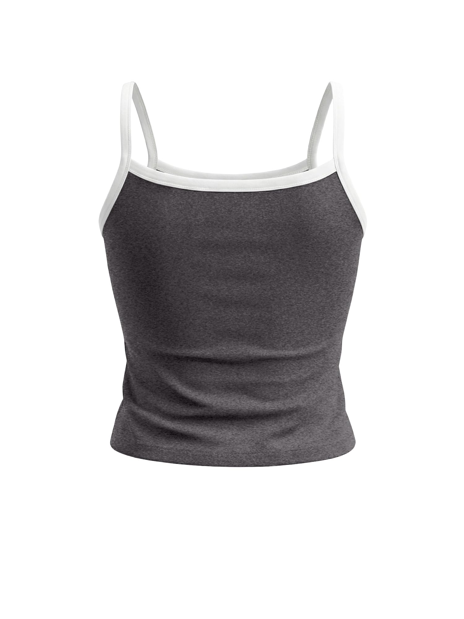 Camiseta corta deportiva ajustada para mujer, cuello cuadrado con ribete de contraste, camiseta elástica sin mangas para el verano — view 6
