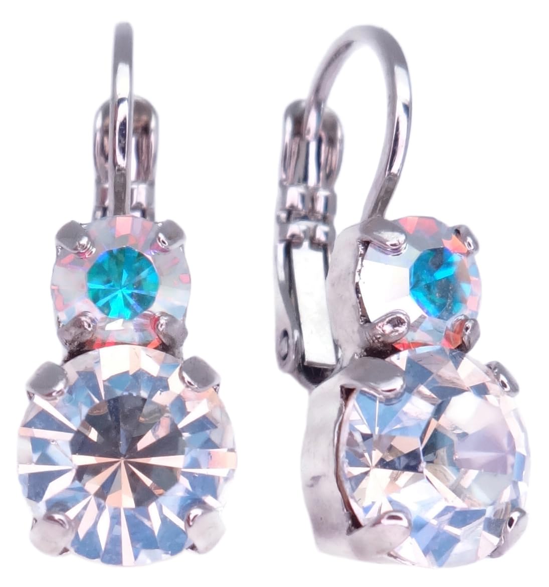 MarianaWinds of Change Silvertone Earringsin Round Cut Moonlight and Crystal AB 1165, Crystal, crystal