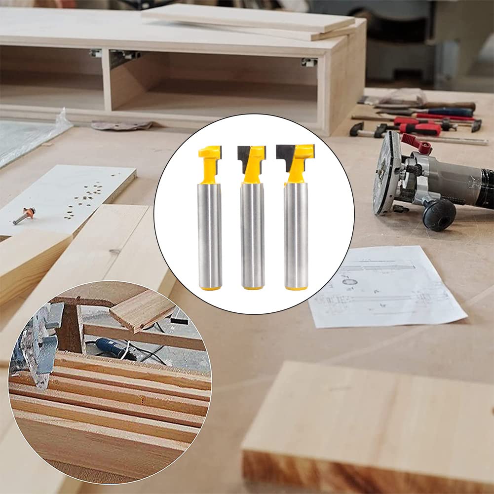 Fresa Scanalatura Router Bit Set, 3 Pezzi 8mm Gambo Fresa Set, Punte per Falegnameria Fresa di Legno, Codolo T-Slot Router Bit Cutter, per Strumenti di Lavorazione del Legno