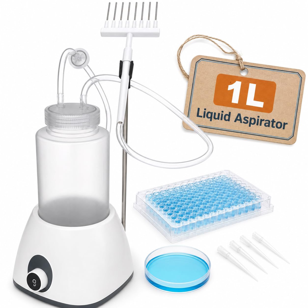 Bomba aspiradora de vacío para reciclador de líquidos de laboratorio, 1 litro, colector de líquidos residuales de mesa con tanque transparente para laboratorio de biología química