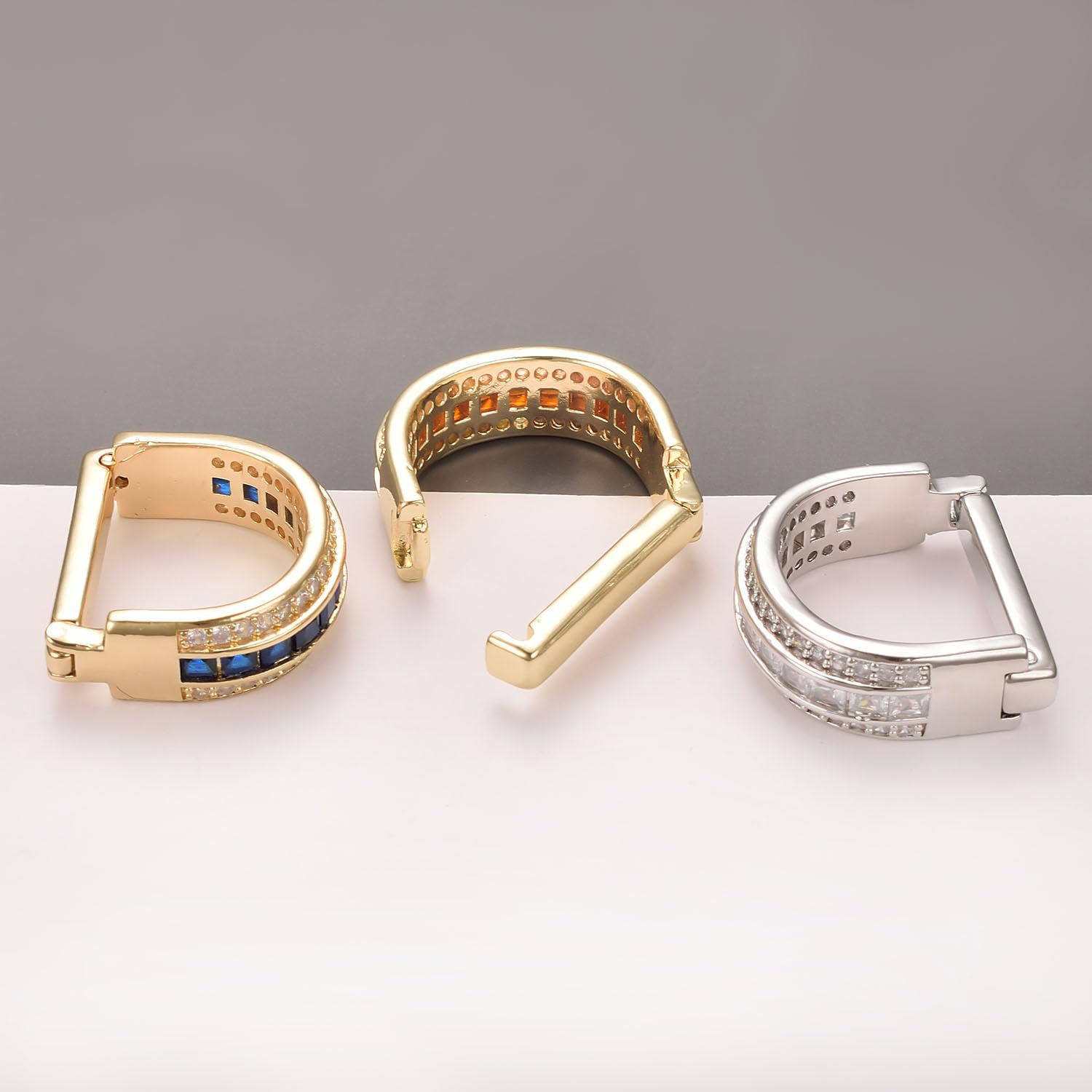 Silver Gold Tie Ring for Men Cubic Zirconia Tie Clip Clasp Business Wedding Suit Jewellery Gift