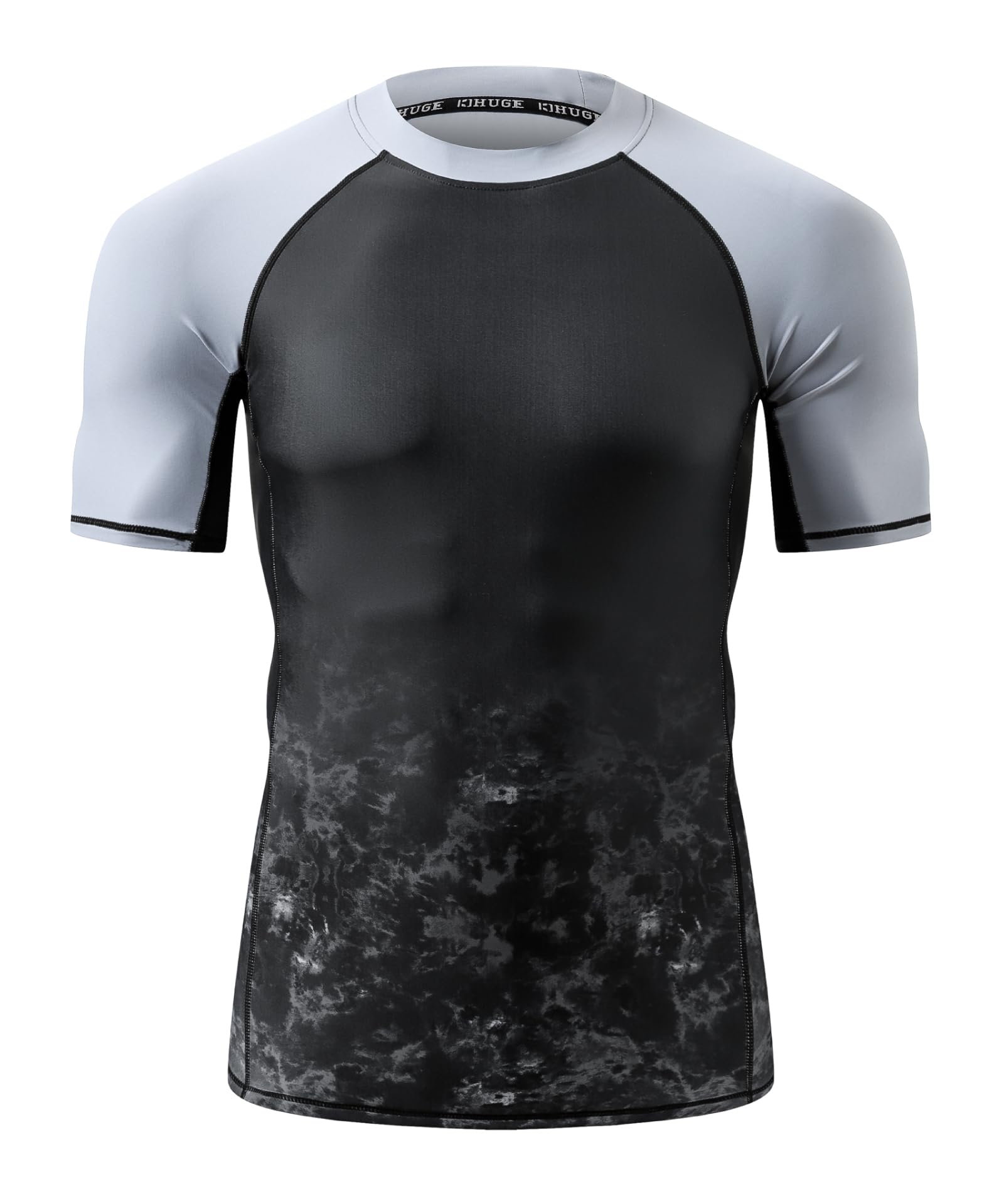 HUGE SPORTS Sonnenschutz Kurzarm Skins Rash Guard Shirt für Herren Schnell Trocknend Schwimmshirt