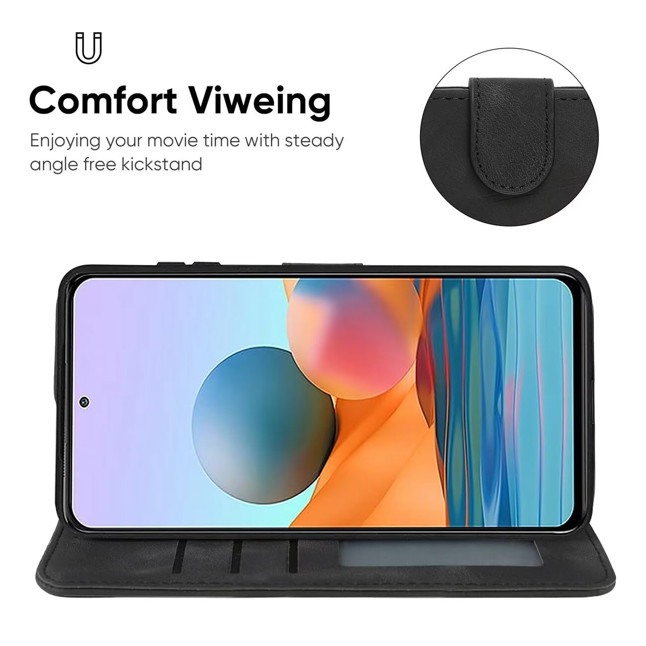 Wanyuexes Case for Redmi Note 10 Pro/Redmi Note 10 Pro Max Wallet Case with Tempered Glass Screen Protector - Image 3
