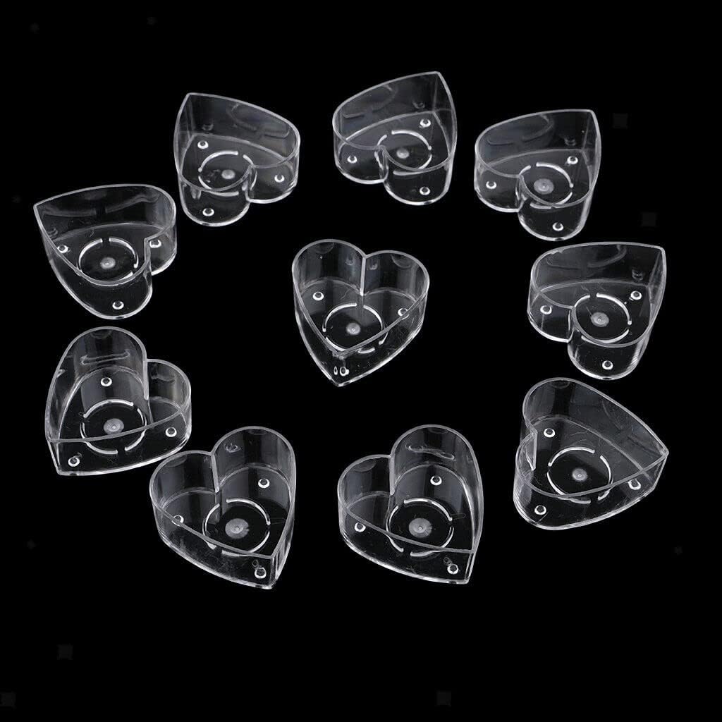 Pack of 25 Plastic Acrylic Heart Shape Tealight Cups Holders with 25 Candle Wicks (1-Inch) for DIY Candle Making (Pack of 25, Heart Shape)