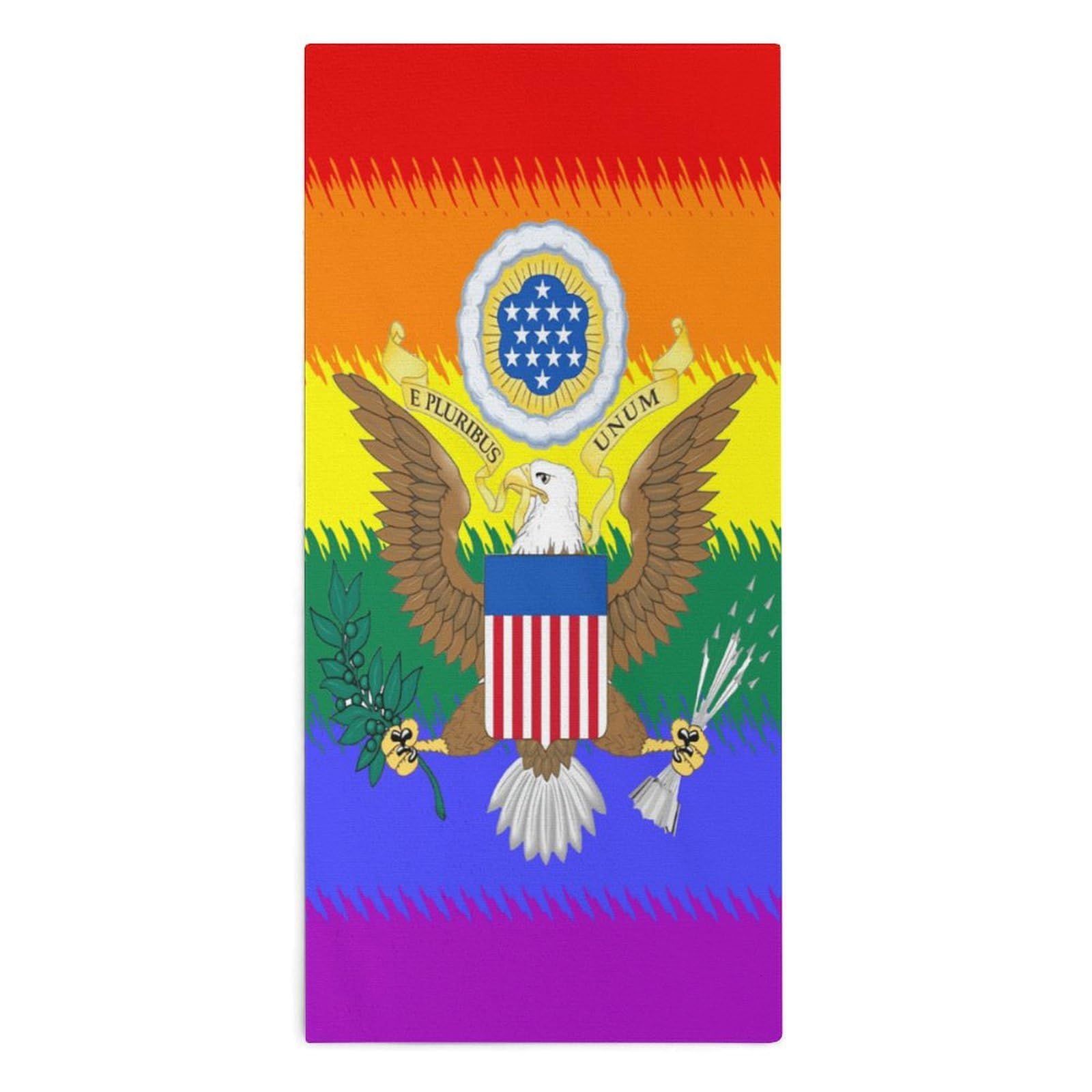 NCLQVJXZKHW LGBT Flag United States Emblem Hand Towels Soft Face Towel Gym Bathroom Travel Hotel 13"x28"