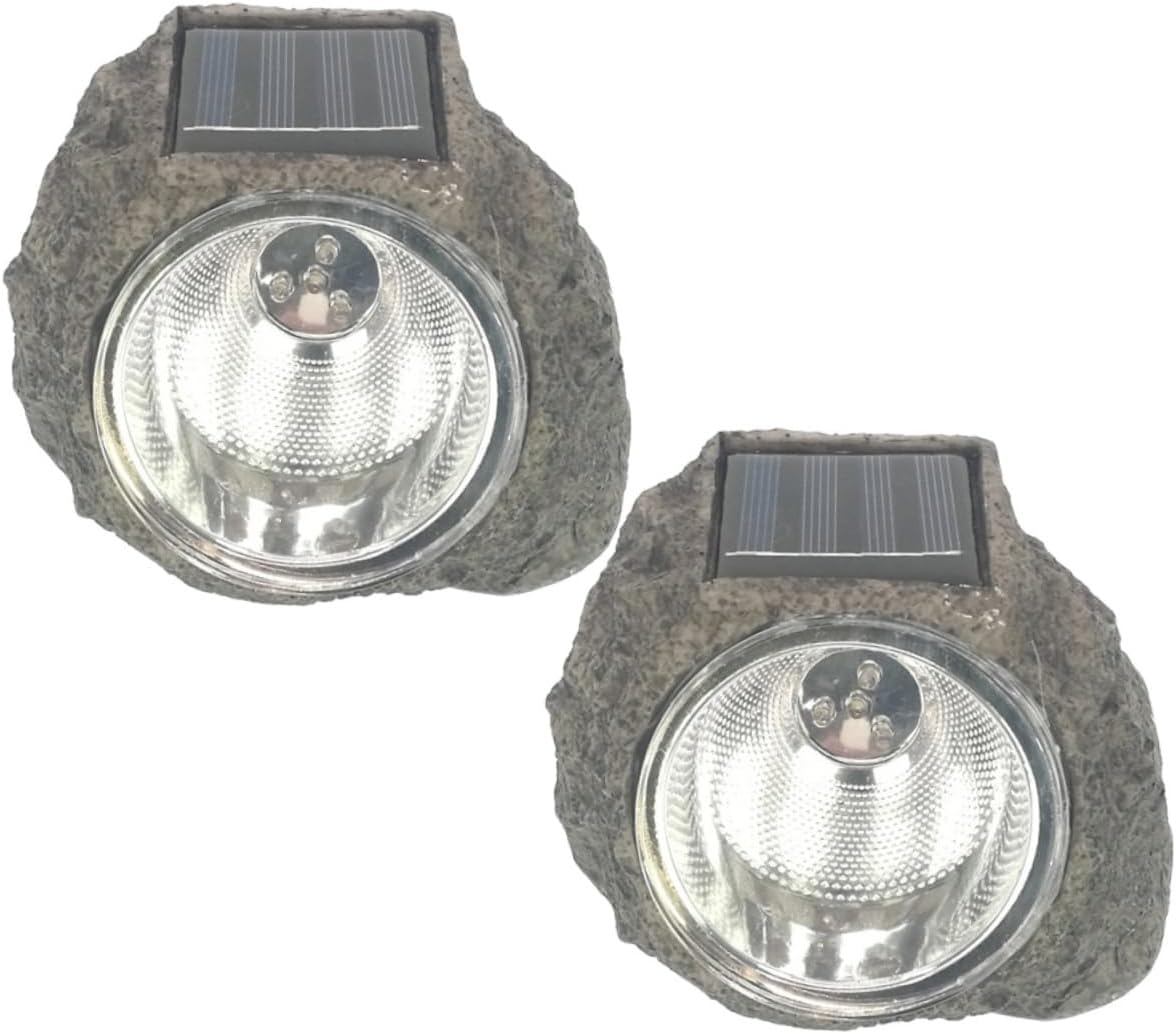 2 Pcs Waterproof Stone Spotlight Landscape Rock Light Garden Stone Lights Spot Lights Outdoor Boho Lamp Shade Rock Solar Spotlight LED Patio Lights Outdoor Garden Lights Lawn Lamp