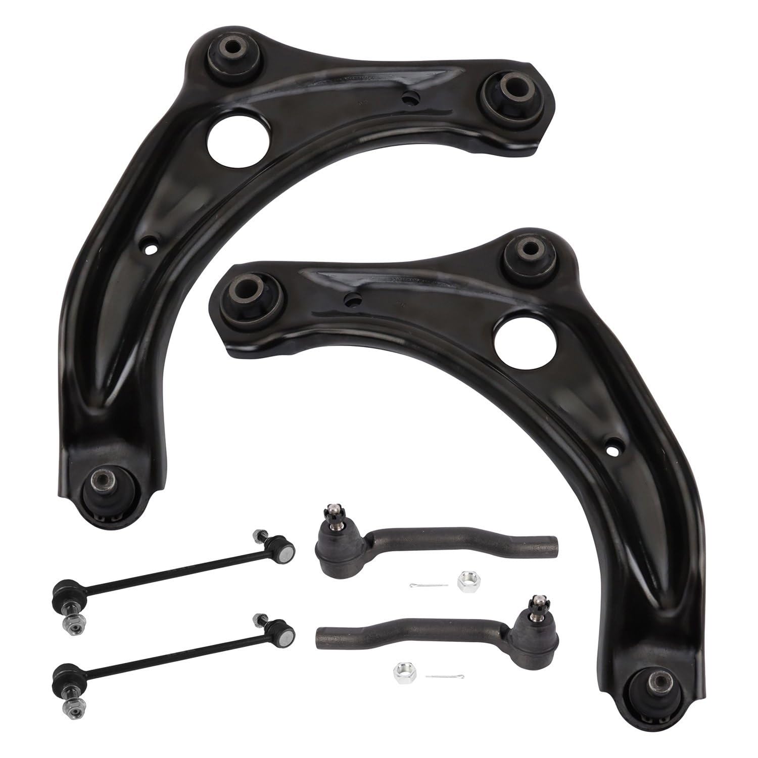 TRQ Front Steering & Suspension Kit Control Arm with Ball Joint Sway Bar Stabilizer Link Tie Rod Compatible with 2018-2021 Nissan Kicks 2020 Versa