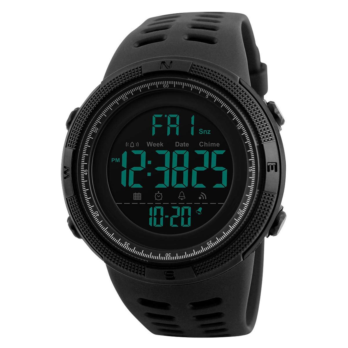 skmei1251 50m Waterproof Men's Digital Sports Watch - Black