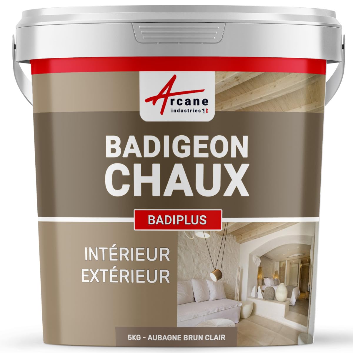 ARCANE INDUSTRIES Badigeon à la Chaux, décoration intérieure, extérieur, Maison : Badiplus - 5 kg (jusqu'à 25 m²) Aubagne - Brun Clair