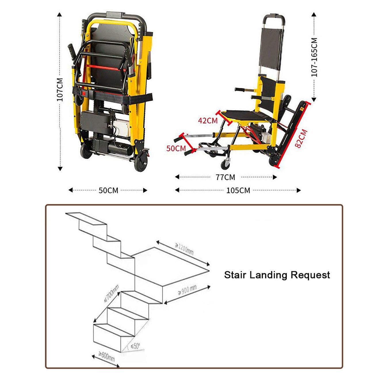 Elevador eléctrico de orugas, plegable, ligera, silla de ruedas para personas mayores, silla de elevación de escalera de aleación de aluminio, capacidad de carga 160 kg, negro