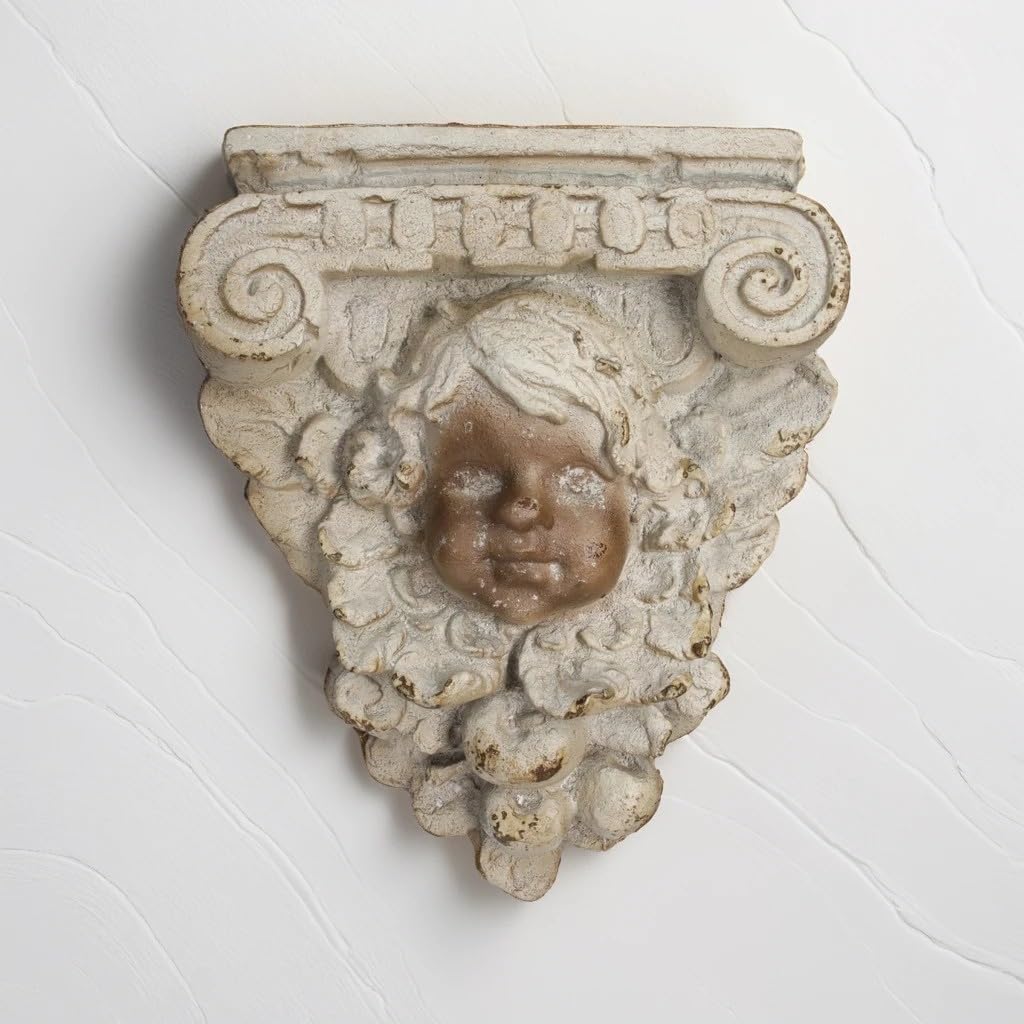 Keyhomestore - Kapitelowa półka z kredą z żywicy w antycznym kolorze beżowym, klasyczna dekoracja do wnętrz i na zewnątrz, wys. 40 cm, jako stojak na posągi, wazony i dekoracje