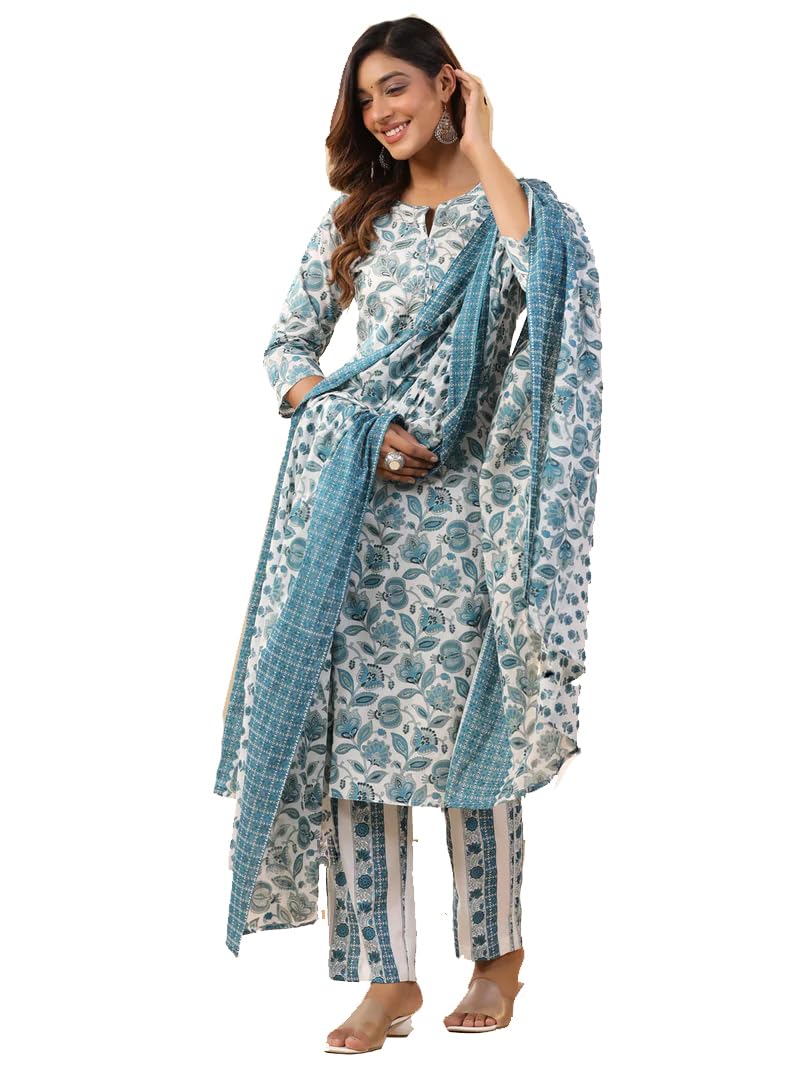 SKY FABWomen Rayon Blend Maternity and Feeding Kurta Pant Set and Dupatta with Invisible Zip