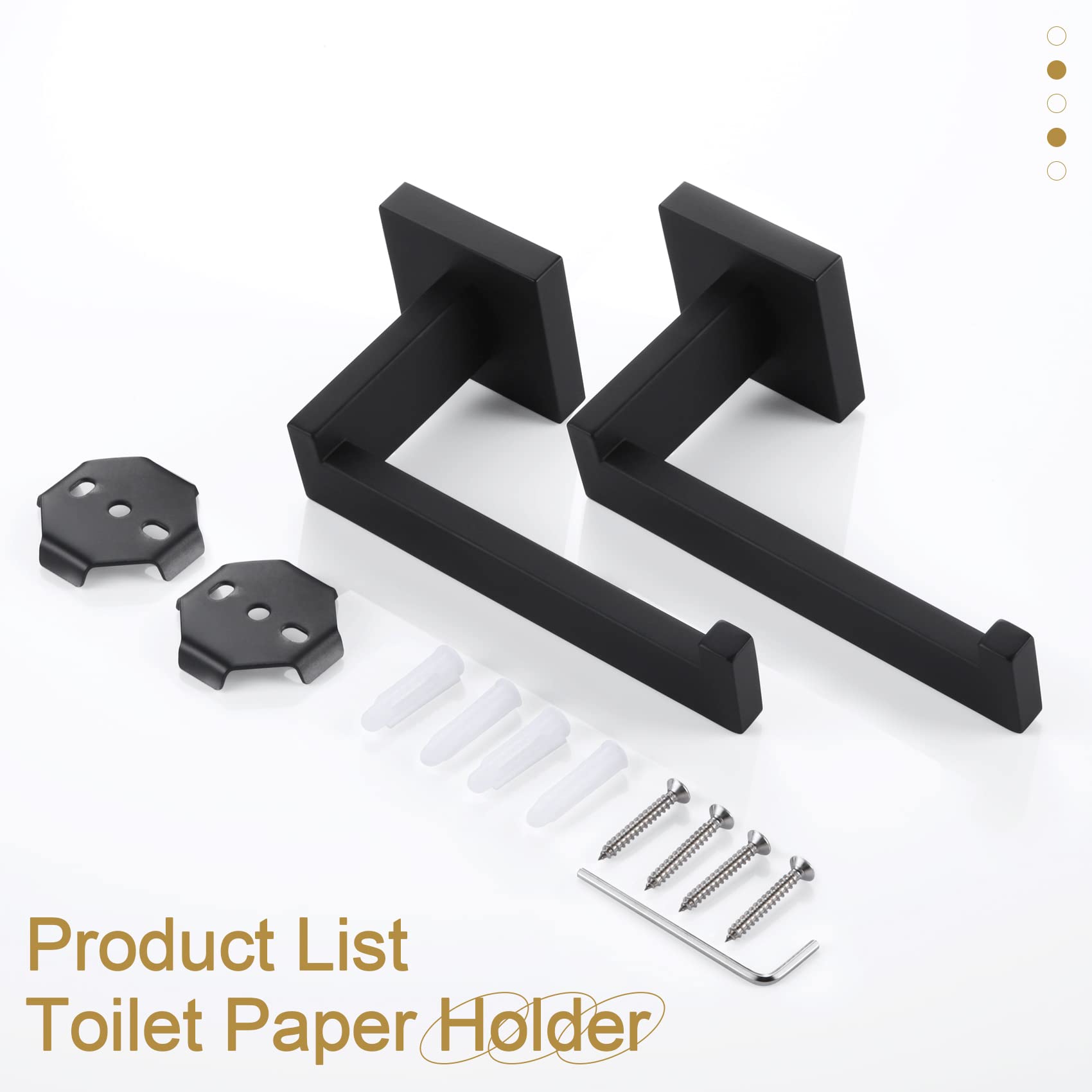 LYGSWDB Portarotolo portarotolo Portarotolo Carta igienica Nero Portarotolo da Bagno Acciaio Inossidabile SUS304 Moderno da Parete, Confezione da 2 (Nero Opaco, Senza ripiano (1 Confezione))