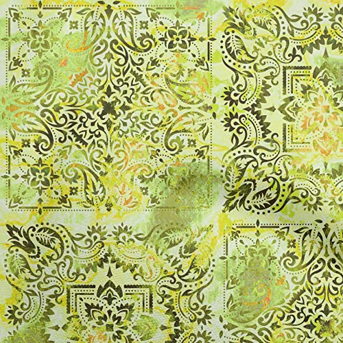 oneOone Cotton Cambric Lime Green Fabric Asian Sewing Material Print Fabric By The Yard 42 Inch Wide