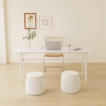 OSCHF Solid Wood Study Desk - 63 Double Long Computer Table for Home Office, 2-Person PC Workstation, White