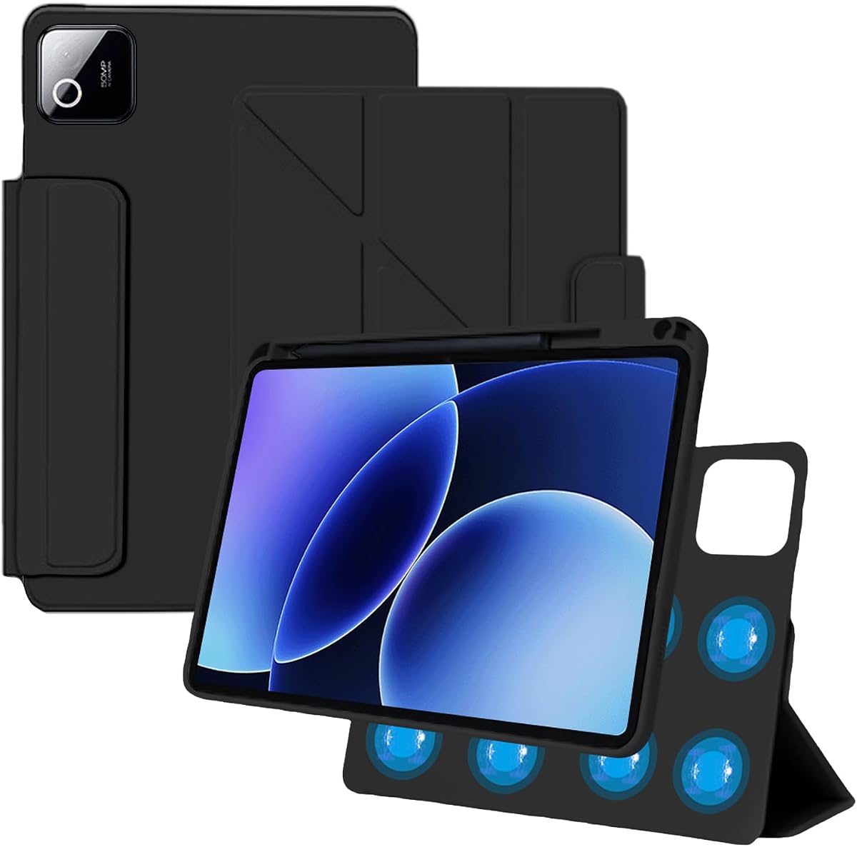 Funda para Xiaomi Pad 8, funda protectora magnética NOUKAJU, soporte ajustable, resistente a caídas, antiarañazos, funda protectora para tableta Xiaomi Pad 8 de 11,2 pulgadas (negro)