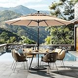 Sophia & William 10ft 3 Tier Auto-tilt Patio Umbrella,Wind Resistent,Outdoor Patio Umbrellas Double Vented Umbrella with Crank for Pool Garden Backyard, Beige