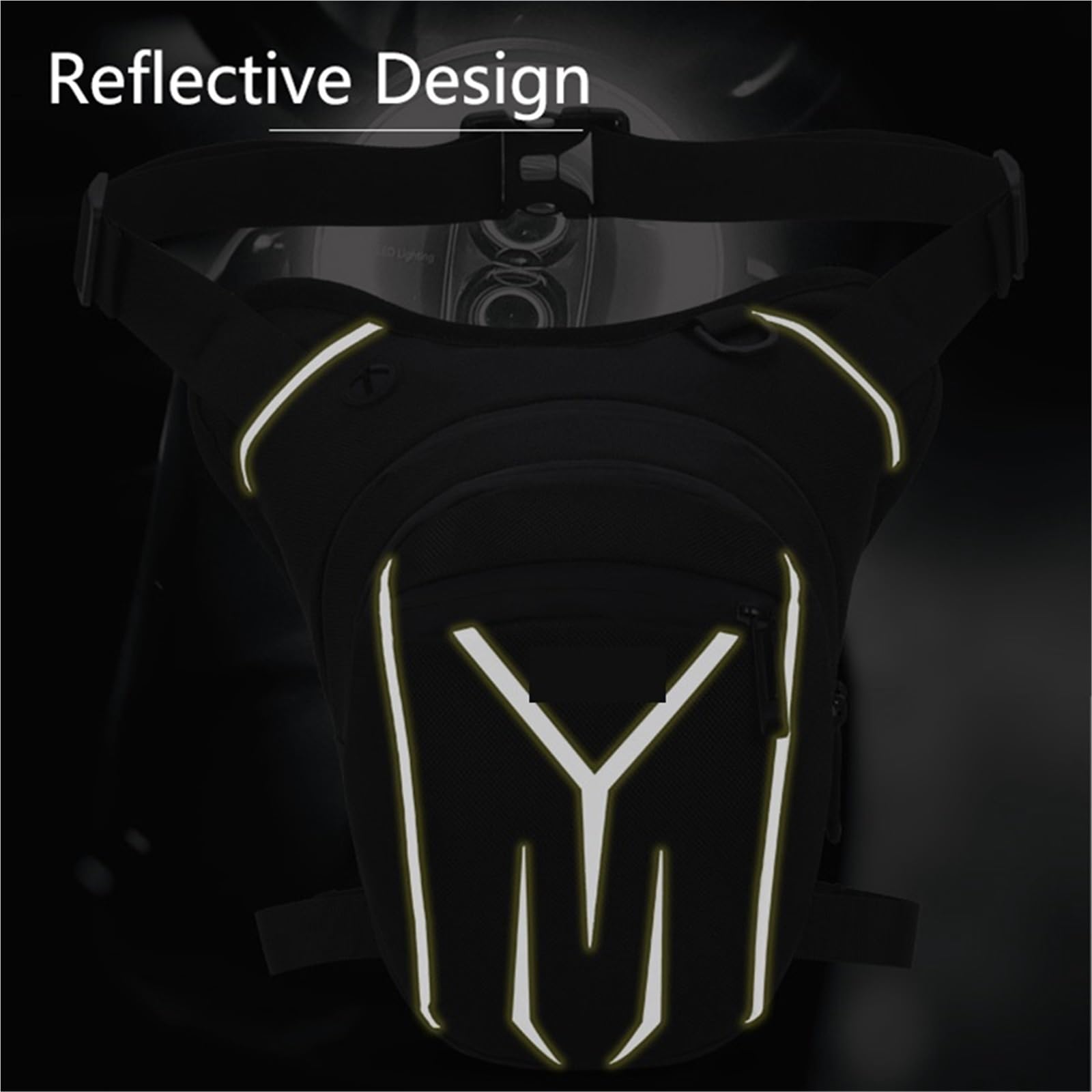 Bolsa Pierna Moto Riñonera for Motocicleta, Tipo cinturón, for teléfono Masculino(Black)