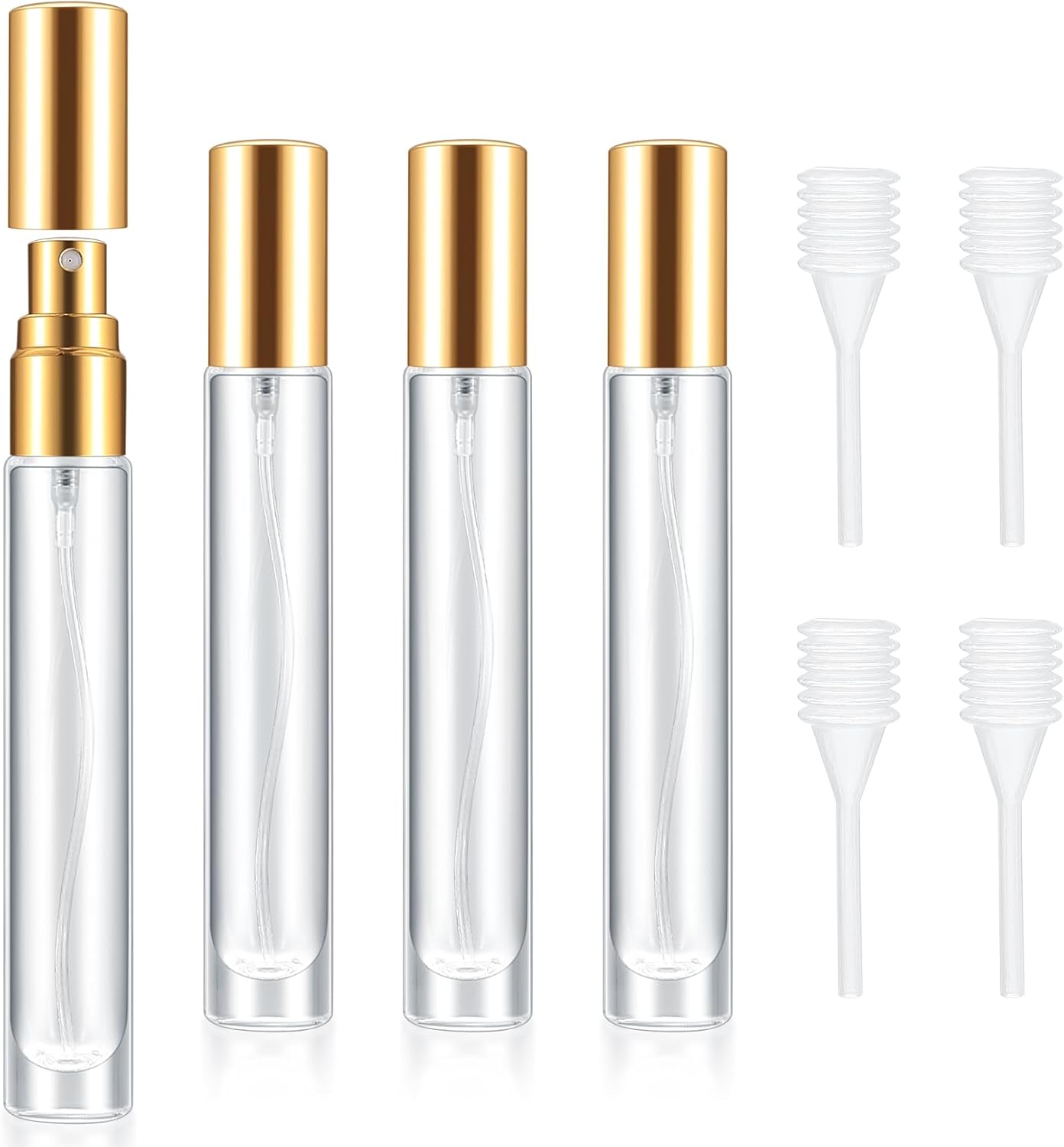 qiwuhai 4 Pcs 10ml/3oz Fine Mist Glass Atomizer Bottles