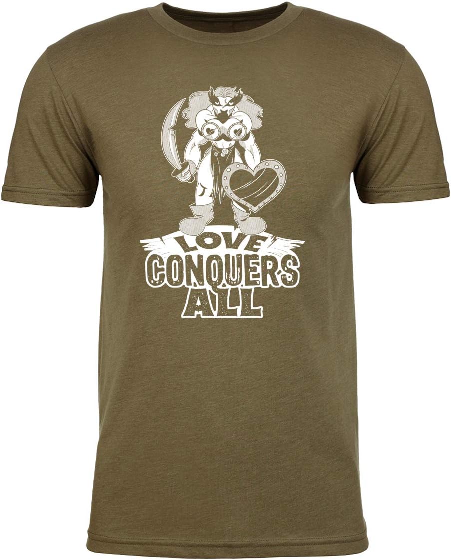 Funny Fantasy Love Conquers All Quote, Funny Men's Shirt, Graphic T-Shirts!