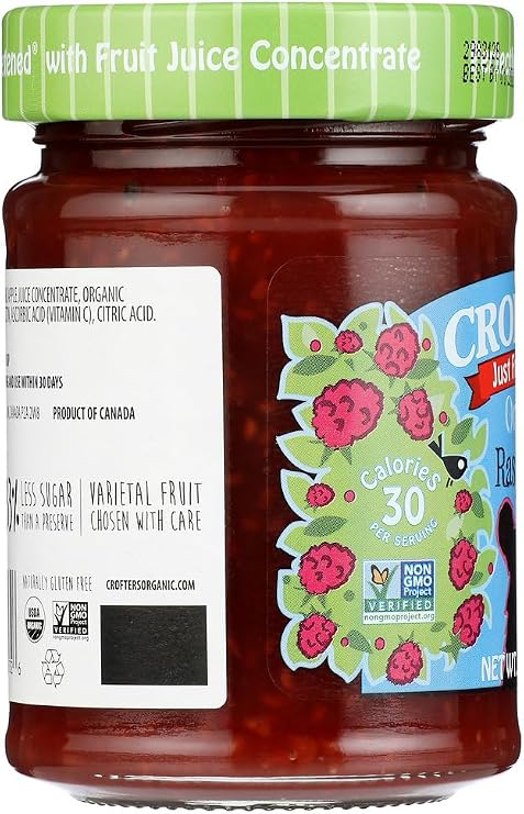 Organic Raspberry Fruit Spread, 10 Ounce - 6 per case. Y