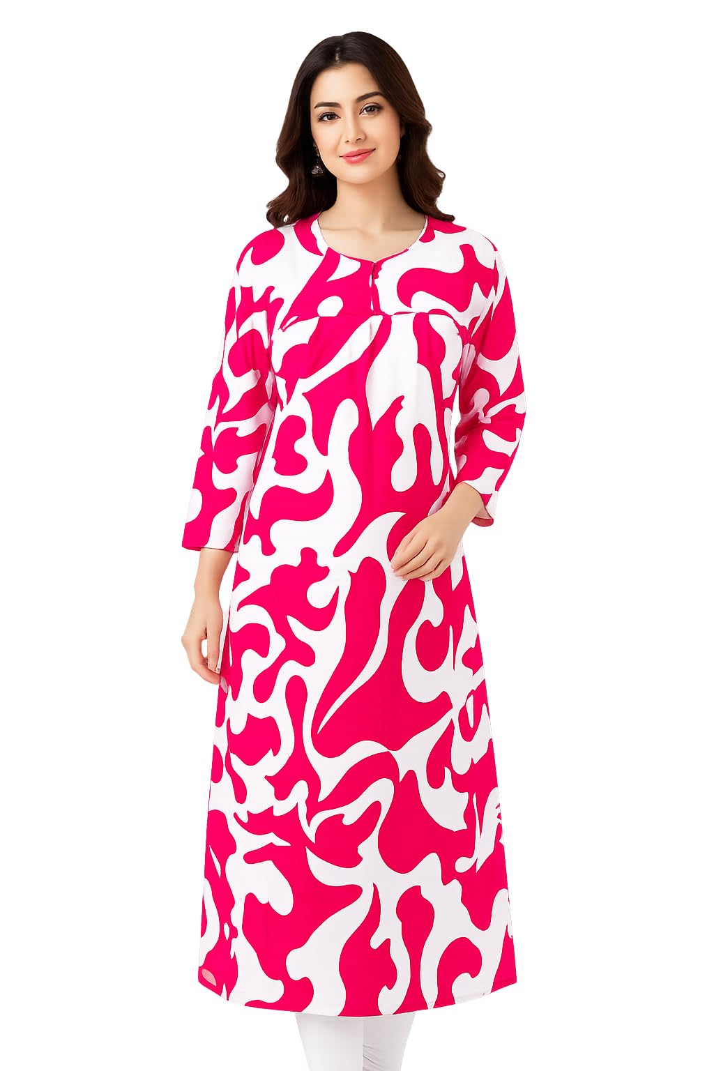Women Pink Abstract Printed Cotton Blend Nighty-picture-23