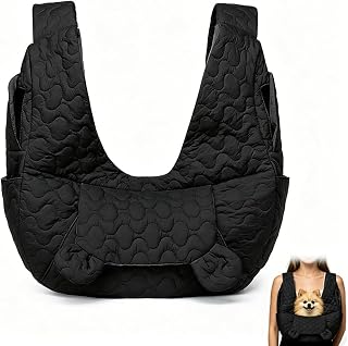 Hundetragetasche Bis 10 Kg, Freihändige Hundetasche Für Kleine Hunde mit Verstellbarem Gurt, Front Hunderucksack Für Spaziergang, Outdoor Aktivitäten & Ausflüge (Schwarz)