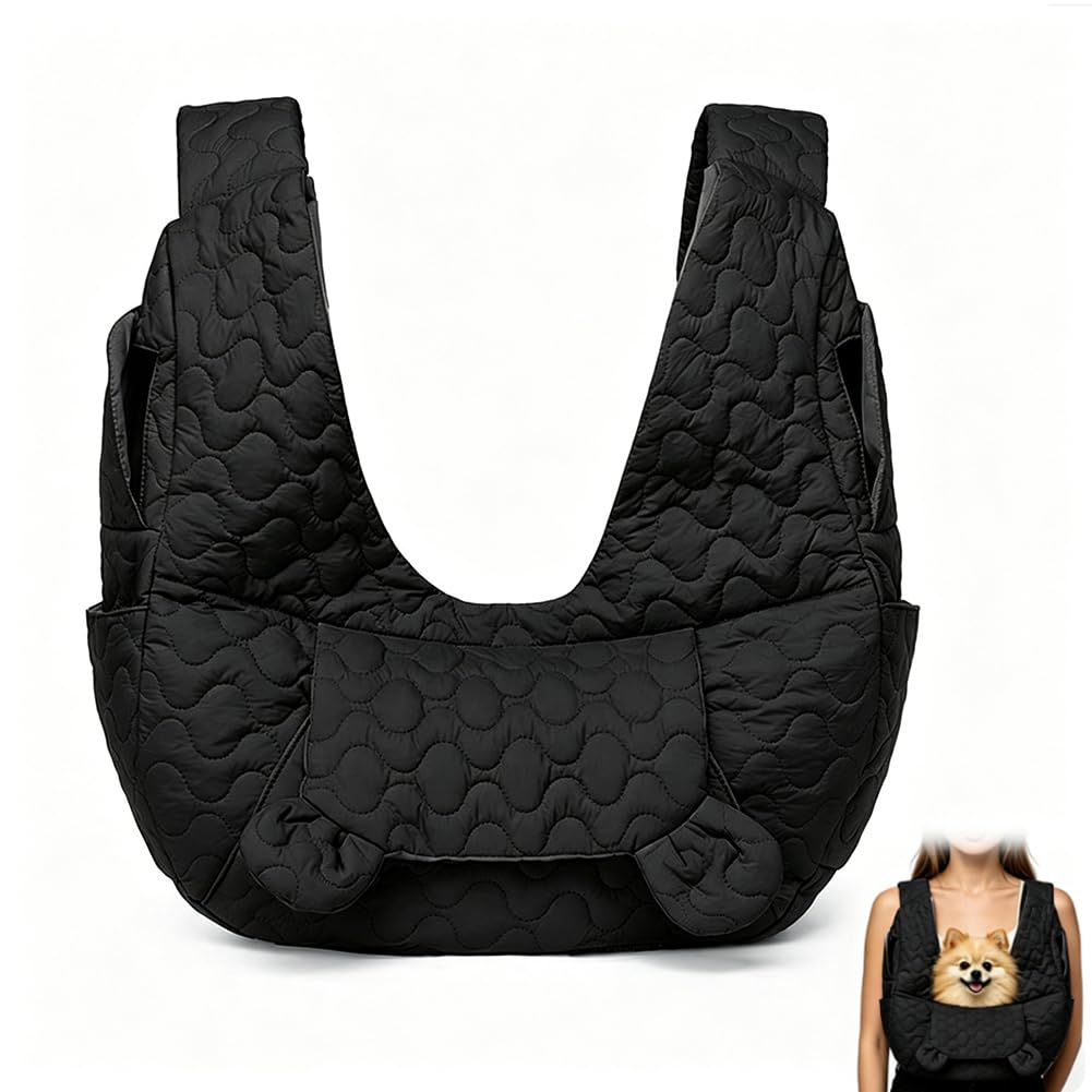 Dog Carrier Bag up to 10 kg, Hands-Free Dog Bag for Small Dogs with Adjustable Strap, Front Dog Backpack for Walks, Outdoor Activities and Excursions (Black)