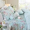 FADFAY Shabby Floral Bedding Full Size Premium 100% Cotton Vintage Hydrangea Pint Duvet Cover Set with Bedskirt French…