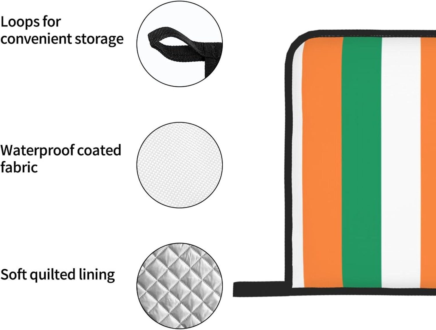 Irish flag Oven gloves and heat-resistant mat 4-piece set. Suitable for grilling, microwave oven frying, and baking