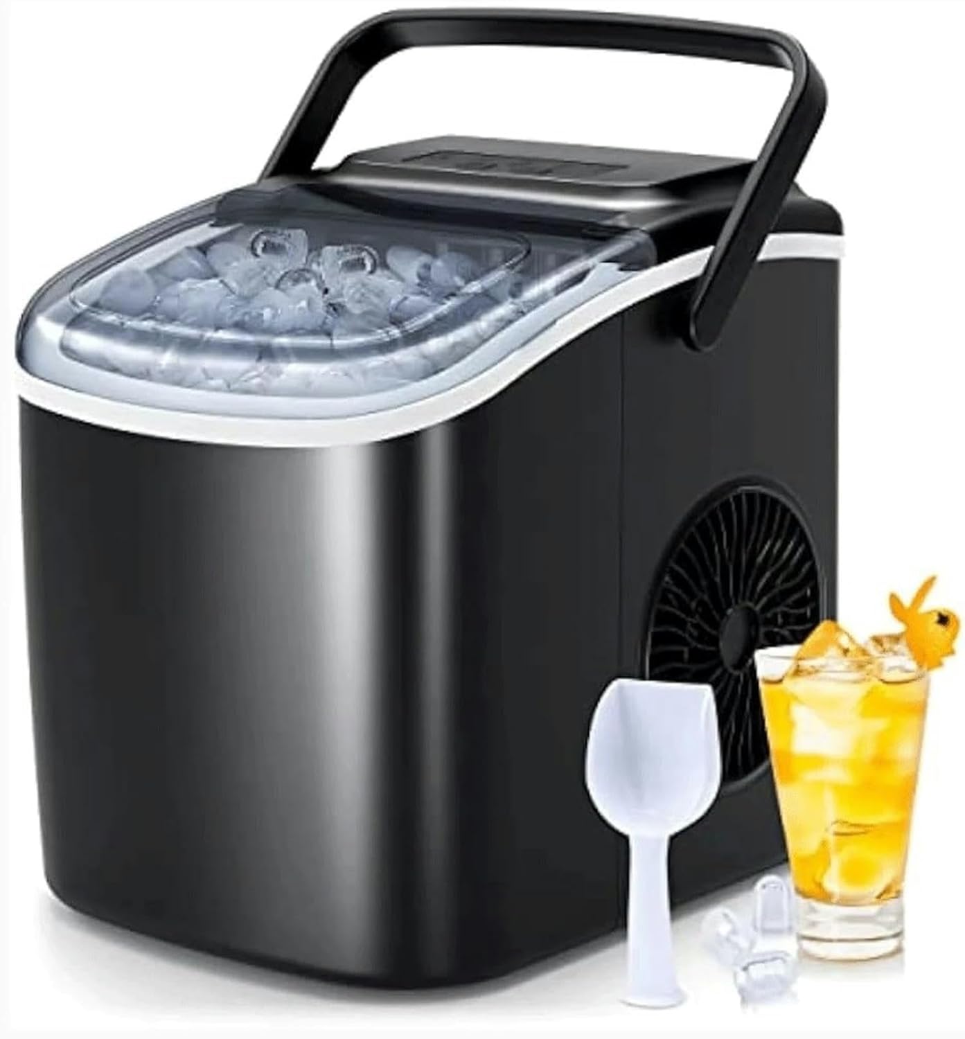 AMNOOL mdlian Portable Countertop Ice Maker 9 Ice Cubes in 6 Minutes 26 lbs Daily Output Office Bar Party