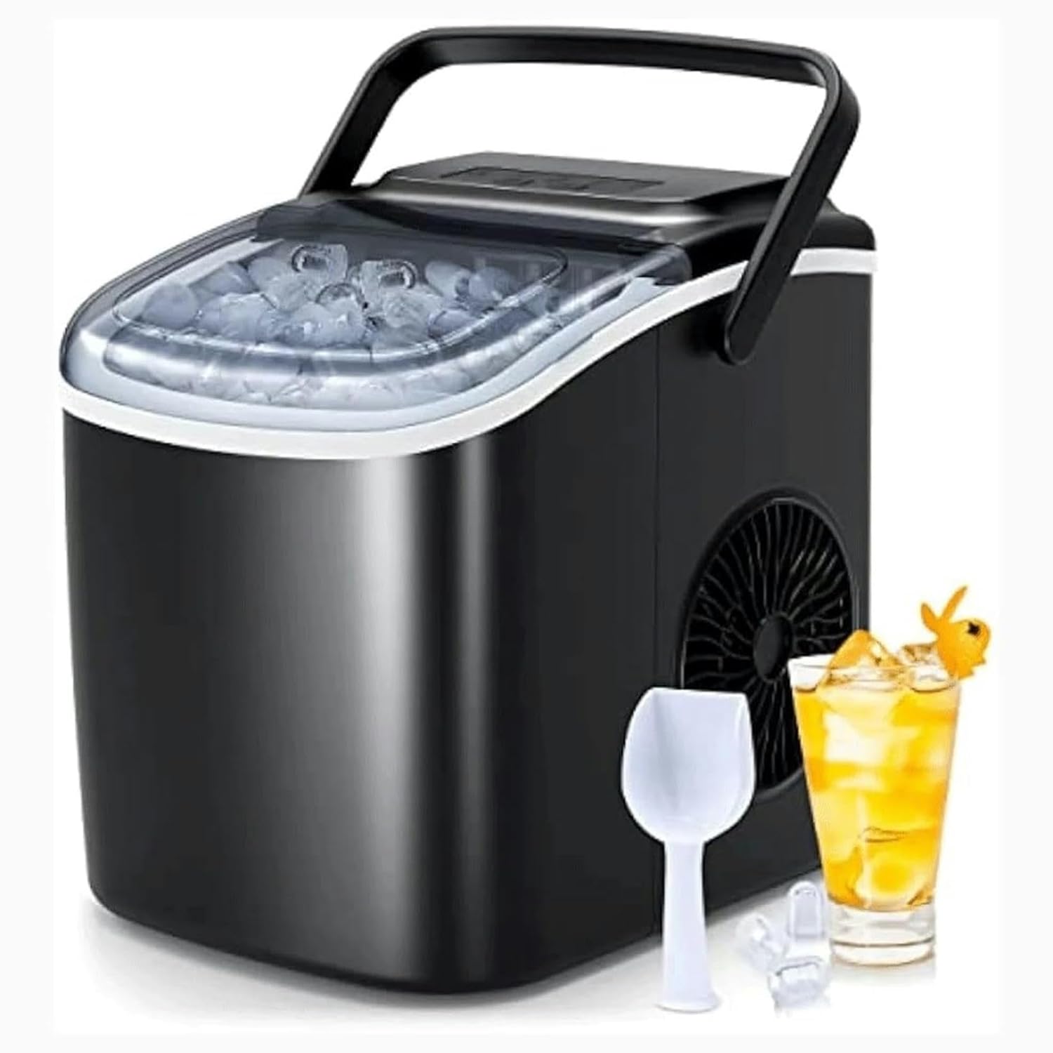 Portable Countertop Ice Maker 9 Ice Cubes in 6 Minutes 26 lbs Daily Output Office Bar Party (B As Shown)