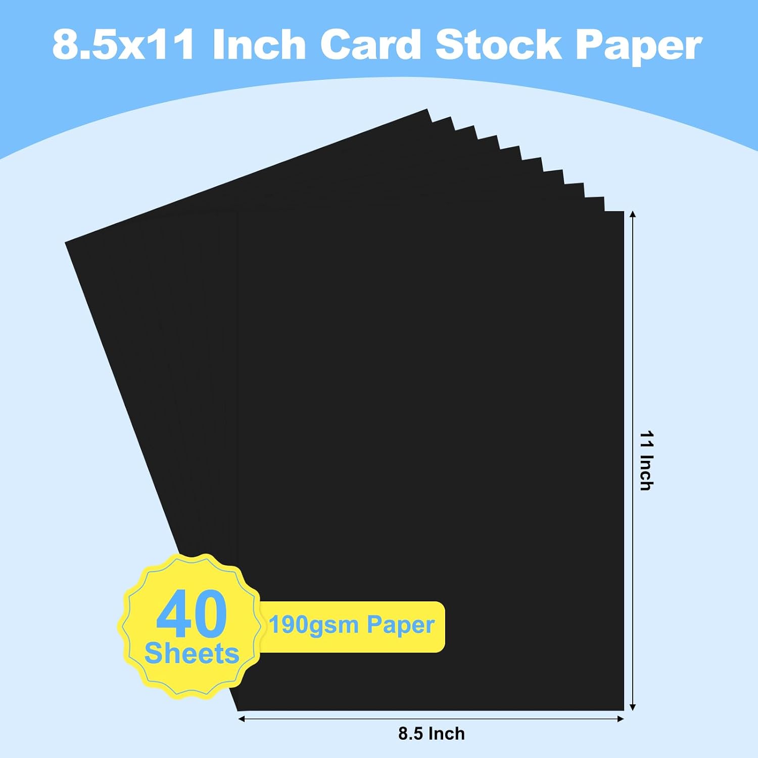 40 Sheets Colored Cardstock, 8.5 x 11 Construction Paper, Black Card Stock Paper, Cardstock Printer Paper for Halloween,Mothers Day, Christmas, Wedding Invitations, DIY Cards, Photo, Art and Crafts