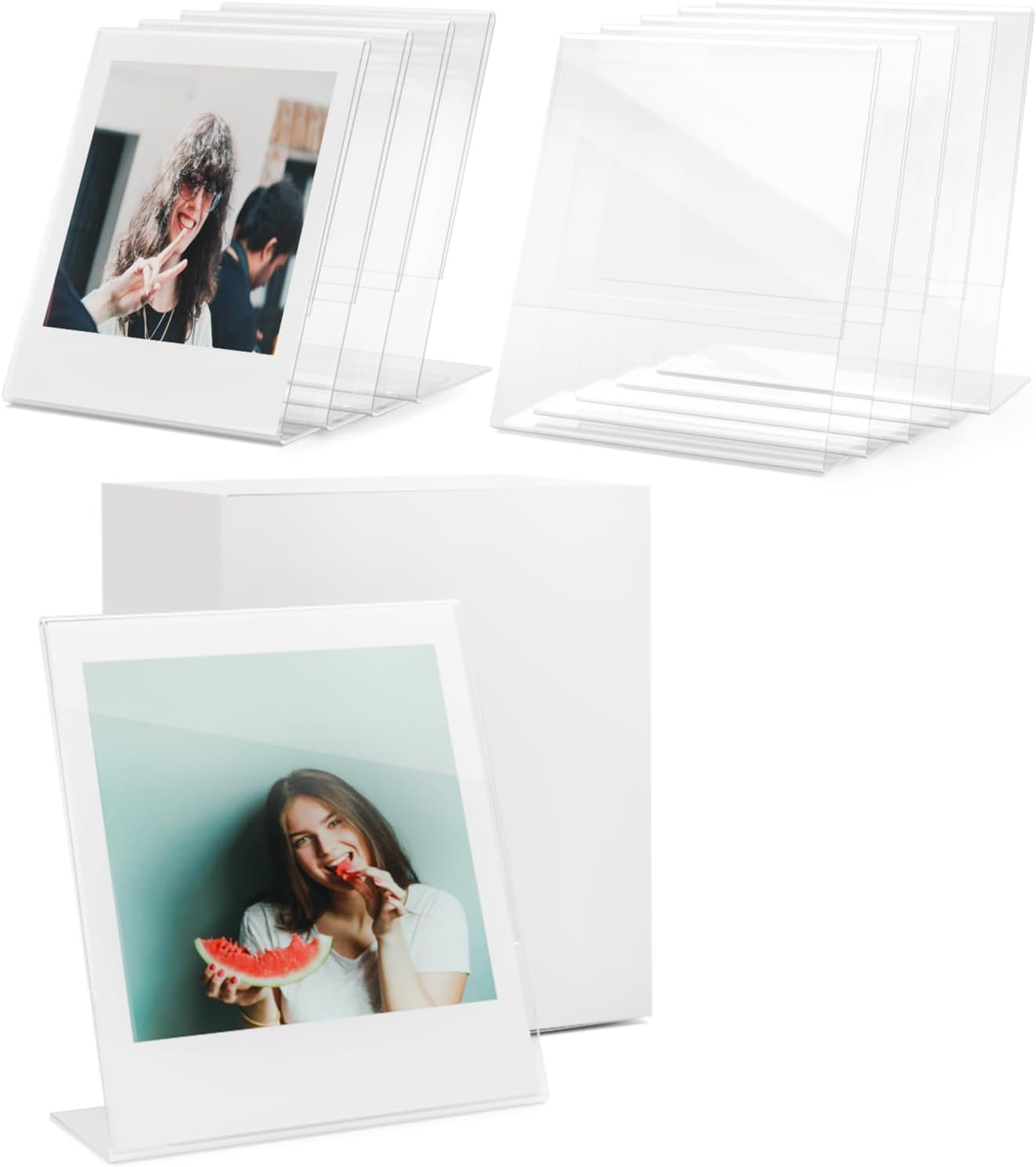 2.9x3.4 Inch Mini Photo Frame Holder for Fujifilm Instax Square SQ40 SQ1 SQ6 SQ10 SQ20 SP-3 Instant Films, Acrylic Picture Frame for Fuji Square SQ Films, Desk Mini Photo Display (10 Packs)