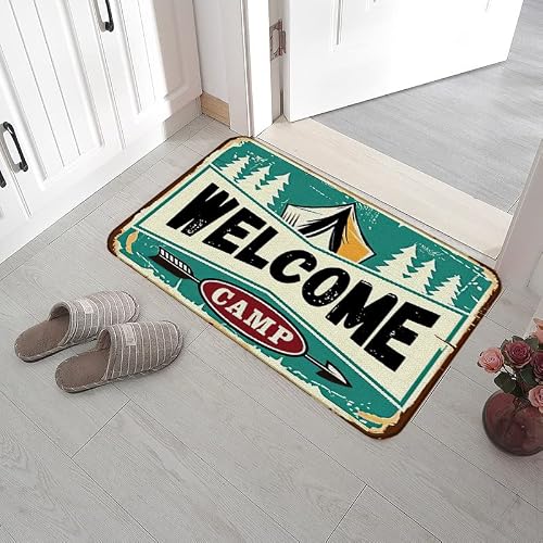 Camping Welcome Camp 17''X30'' Doormat Decorative Entryway Home Bedroom Campsite Rv Trailer Door Mat,Camping Lover Campers Gift #TOP3