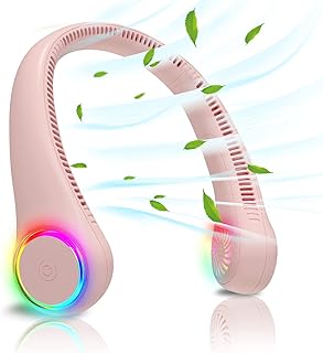 ITSHINY Bladeless Neck Fan, Portable Neck Fan, Cooling Hanging Neck Fan, 4000mAh Mini Cooling Fan, Personal Neck Fans Rechargeable with 3 Speeds LED Light for Women Man Home Office Travel Outdoor
