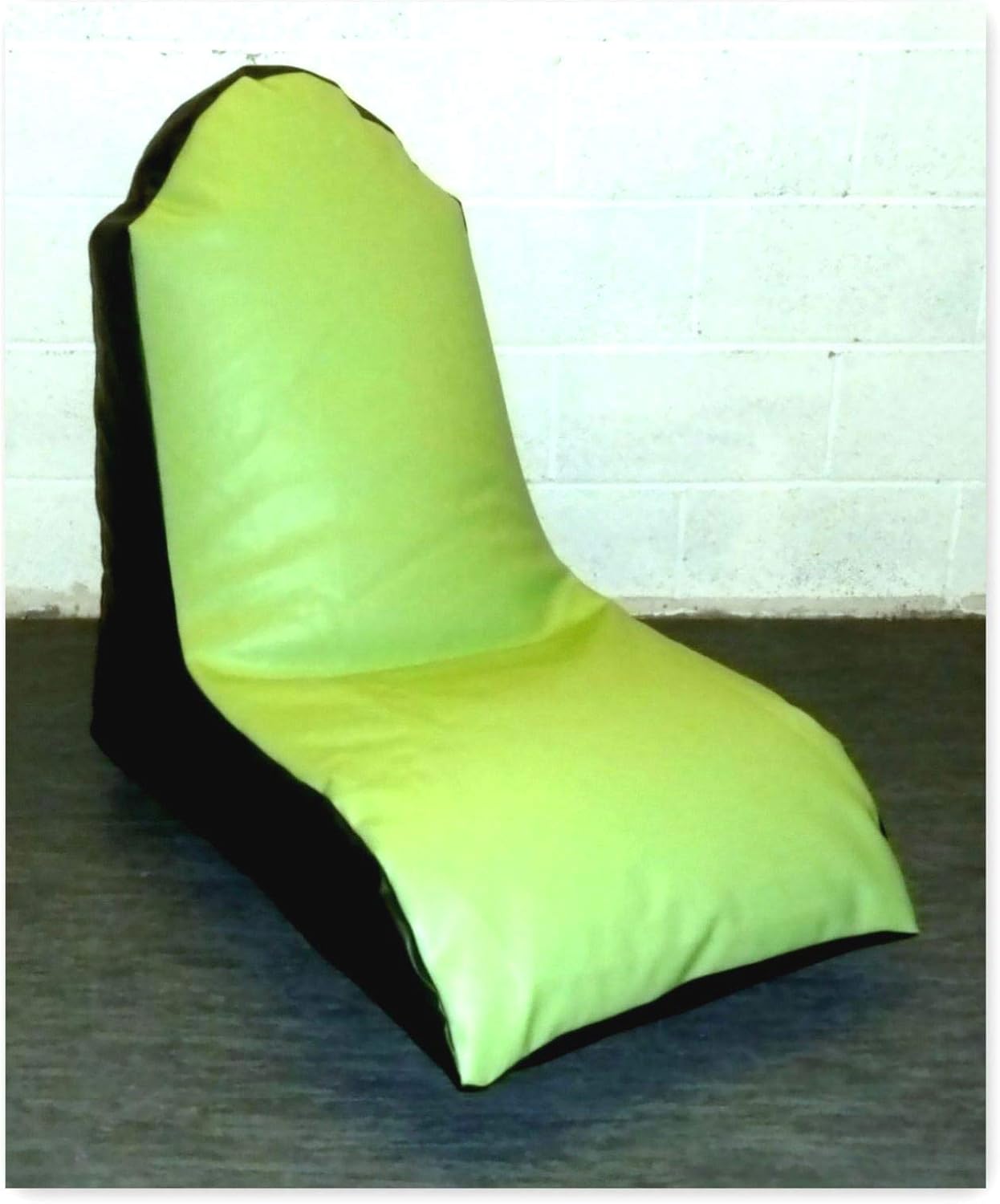 Zippy Faux Leather Beanbag Computer Chair BLACK with GREEN SEAT