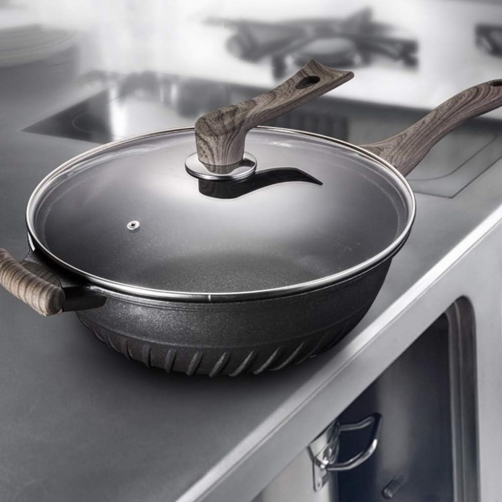 DFEDHF Wok - Maifan Stone Non-Stick Wok Multi-Function Pan Household Induction Cooker Gas Stove for Cooking Pot