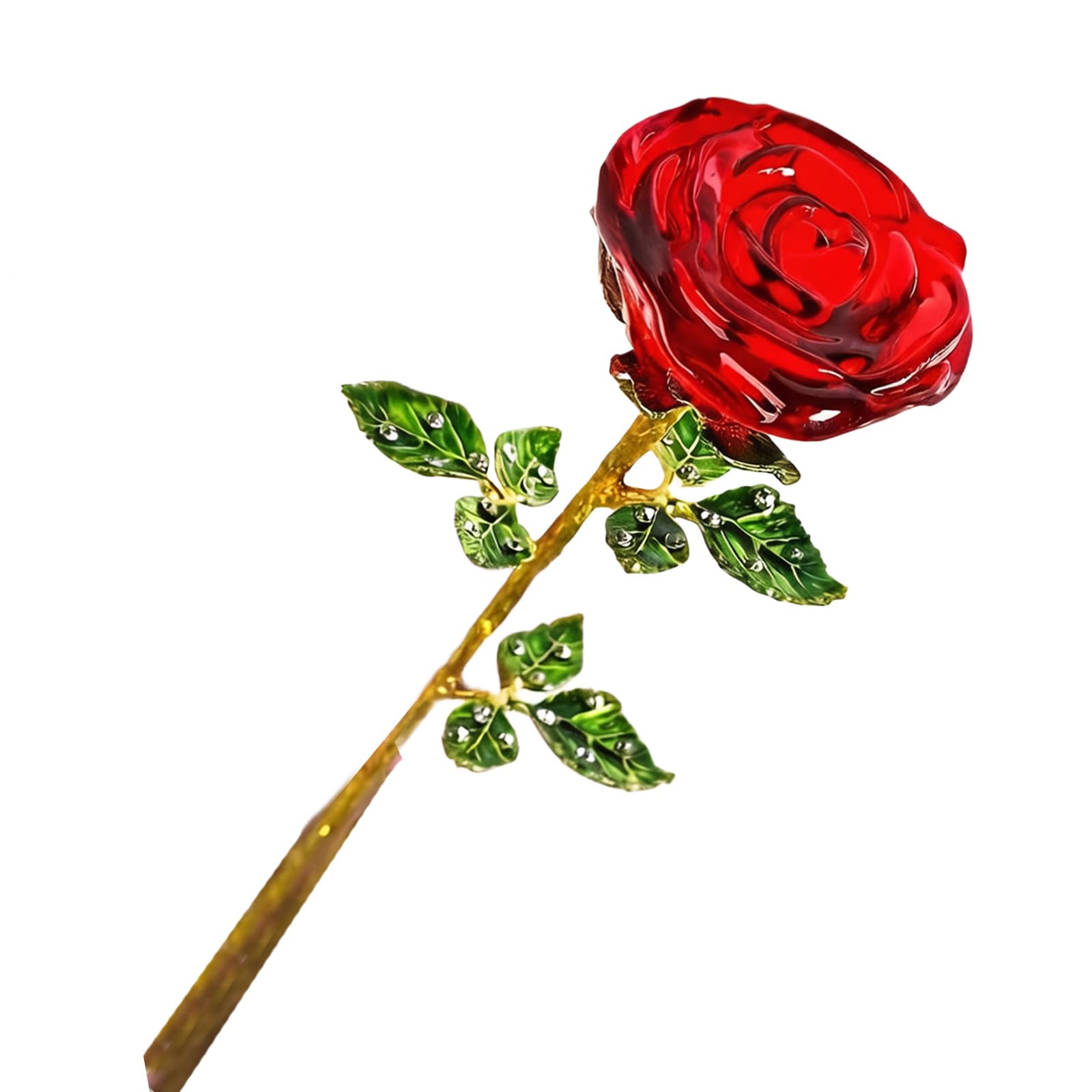Nucelit Glass Flower Rose As Anniversary and Party Ornament, Multiple Color Options Crystal Elegant Glass Rose Flower