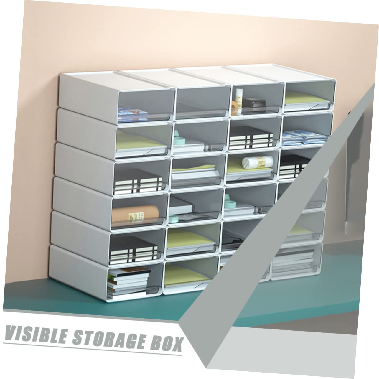 DOITOOL 2piezas Caja De Almacenamiento Organizador De Archivos Unidades Apilable Contenedor De Almacenamiento Caja De Papelería Para Organizar Escritorios y De Trabajo